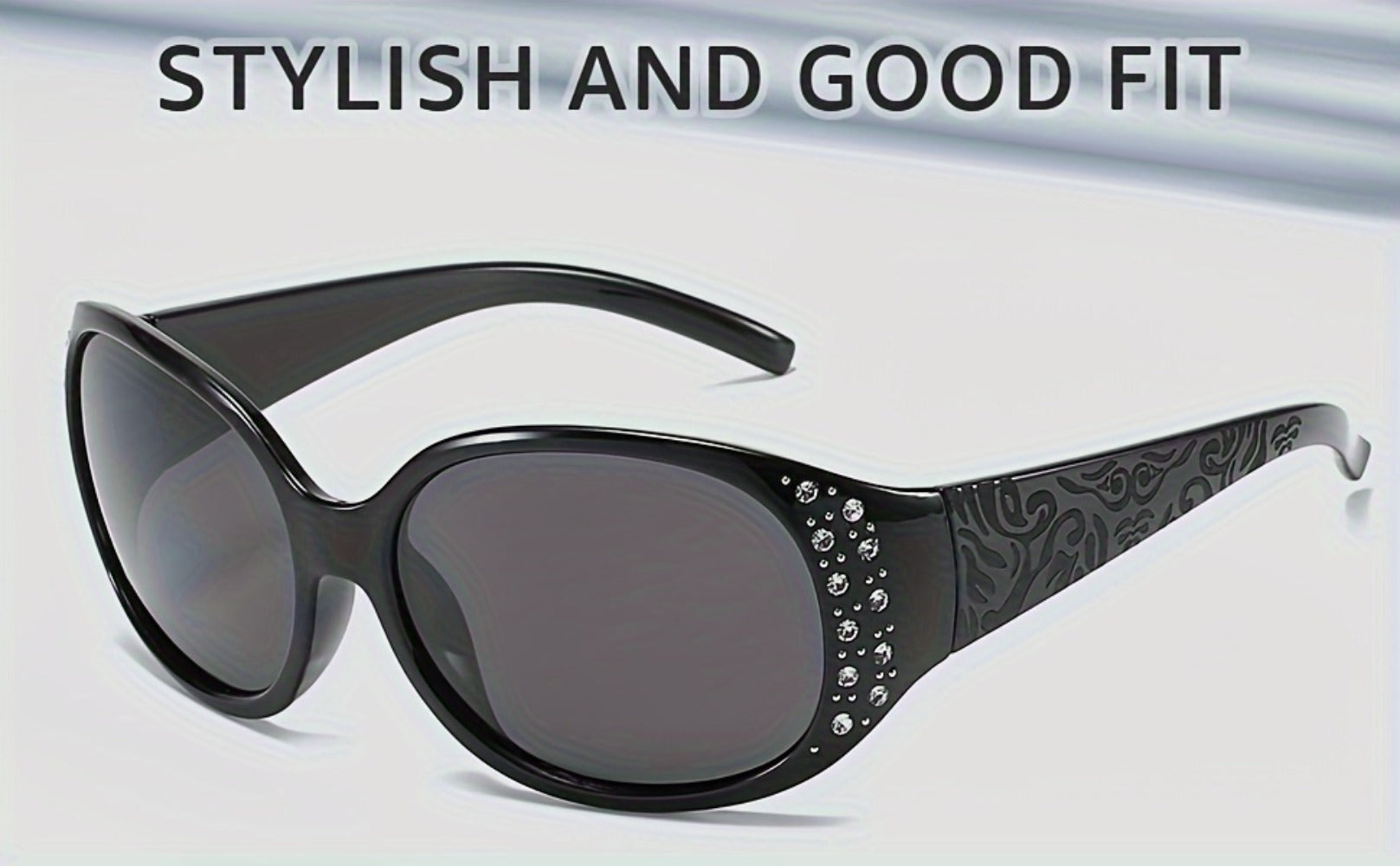 Sunglasses for Women - Cat Eye Rhinestone Embellished Floral Design Leopard Tea Lightweight - product detail view 12