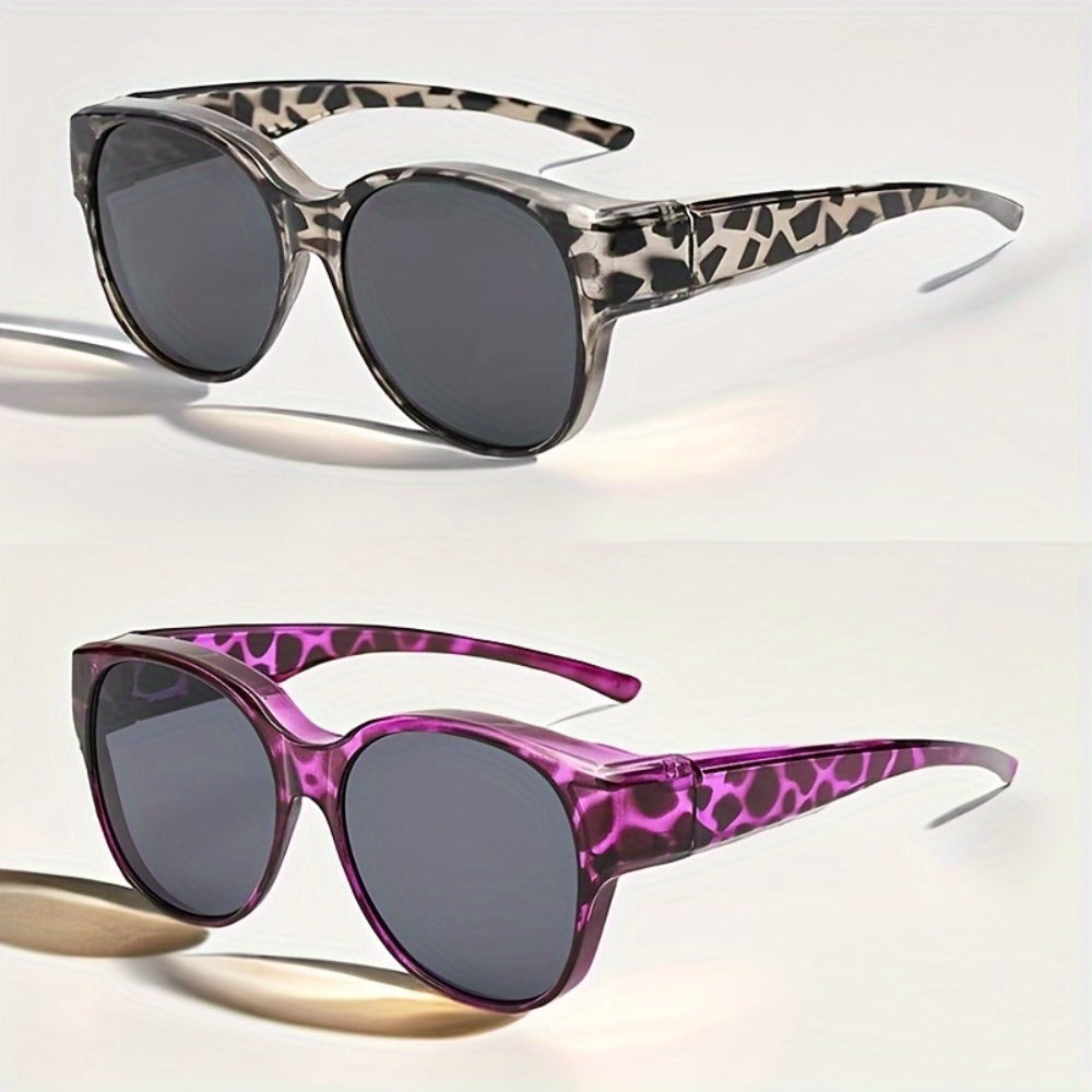 Sunglasses for Men - Clip On Glasses 2 Pack Retro Vintage Round Frames No Tools Needed - product detail view 2