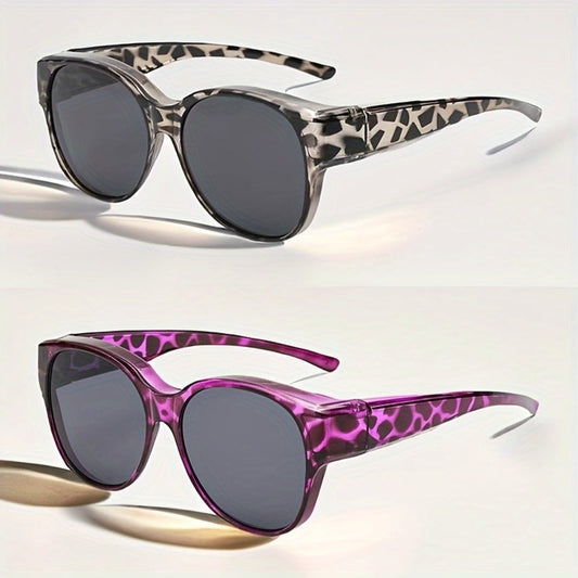 Sunglasses for Men - Clip On Glasses 2 Pack Retro Vintage Round Frames No Tools Needed - product detail view 2
