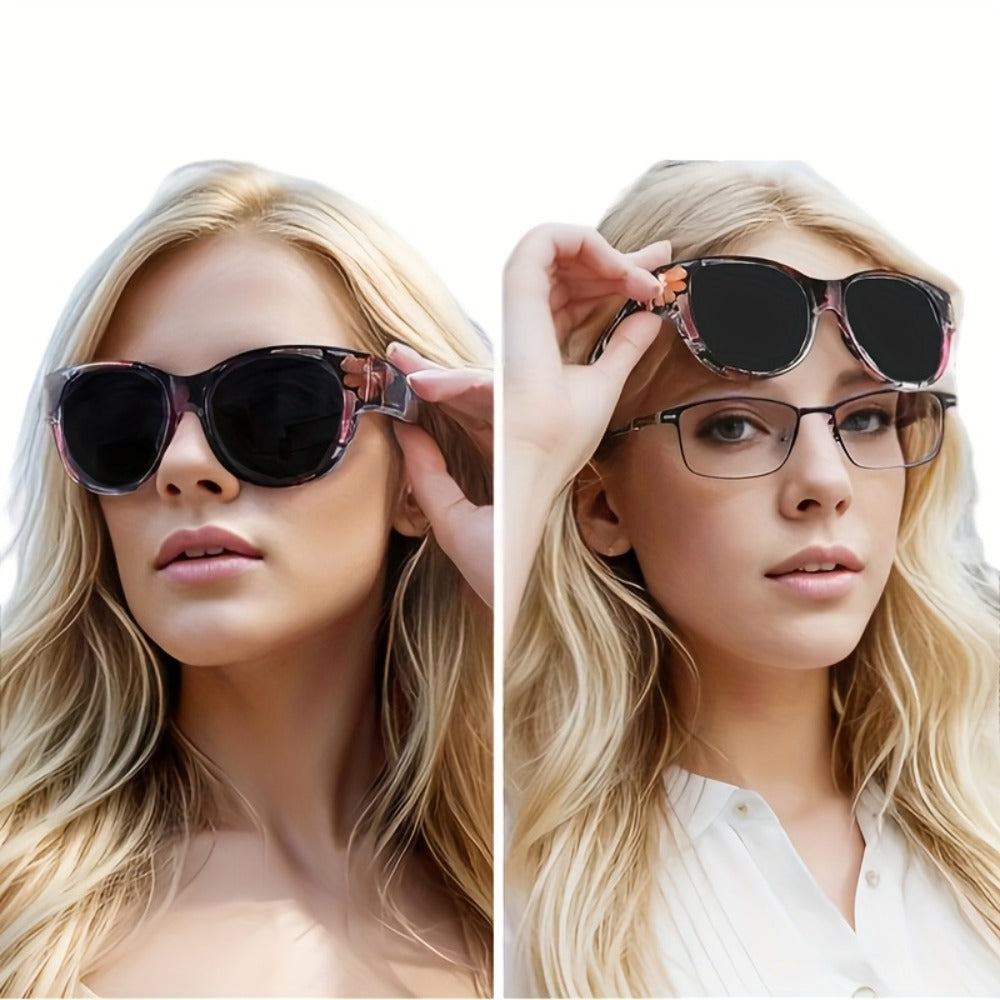 Sunglasses for Men - Clip On Glasses 2 Pack Retro Vintage Round Frames No Tools Needed - product detail view 3