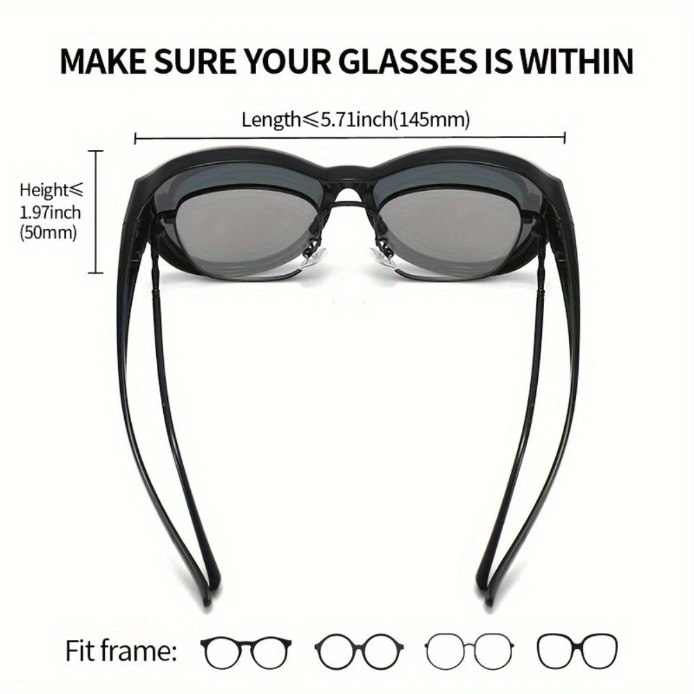 Sunglasses for Men - Clip On Glasses 2 Pack Retro Vintage Round Frames No Tools Needed - product detail view 7