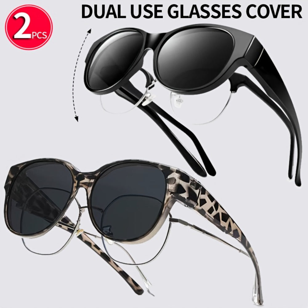 Sunglasses for Men - Clip On Glasses 2 Pack Retro Vintage Round Frames No Tools Needed - product detail view 8