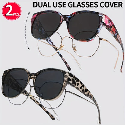 Sunglasses for Men - Clip On Glasses 2 Pack Retro Vintage Round Frames No Tools Needed - product detail view 9