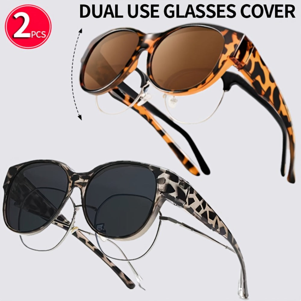 Sunglasses for Men - Clip On Glasses 2 Pack Retro Vintage Round Frames No Tools Needed - product detail view 10