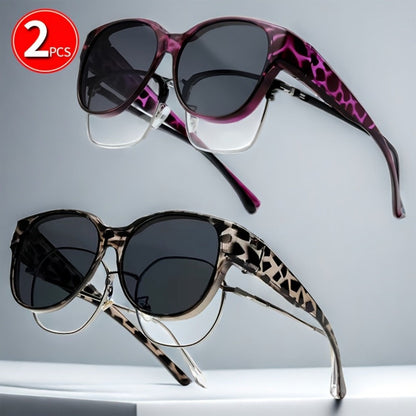 Sunglasses for Men - Clip On Glasses 2 Pack Retro Vintage Round Frames No Tools Needed - product detail view 12