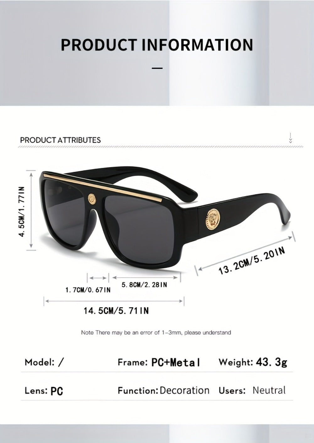 Sunglasses for Men - Cyberpunk Square Glasses Metal Frame Street Style Lightweight Unisex - product detail view 14
