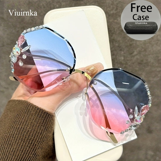 Sunglasses for Women - Diamond for Premium Gradient Lenses with Protective Case Glamour Fashion - product detail view 2