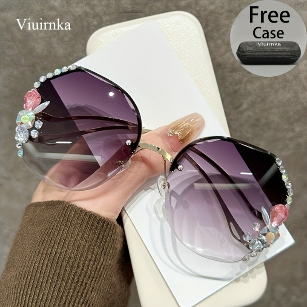 Sunglasses for Women - Diamond for Premium Gradient Lenses with Protective Case Glamour Fashion - product detail view 6