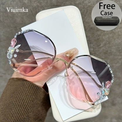 Sunglasses for Women - Diamond for Premium Gradient Lenses with Protective Case Glamour Fashion - product detail view 8