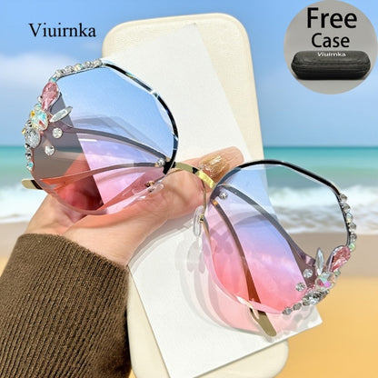 Sunglasses for Women - Diamond for Premium Gradient Lenses with Protective Case Glamour Fashion - product detail view 10