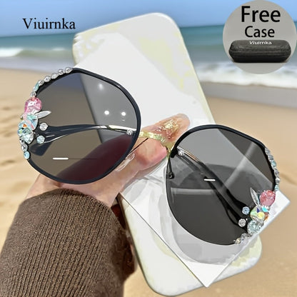 Sunglasses for Women - Diamond for Premium Gradient Lenses with Protective Case Glamour Fashion - product detail view 11