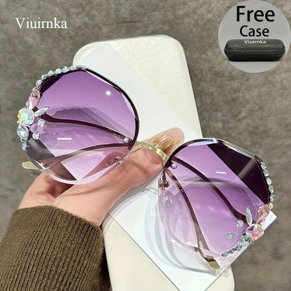 Sunglasses for Women - Diamond for Premium Gradient Lenses with Protective Case Glamour Fashion - product detail view 27