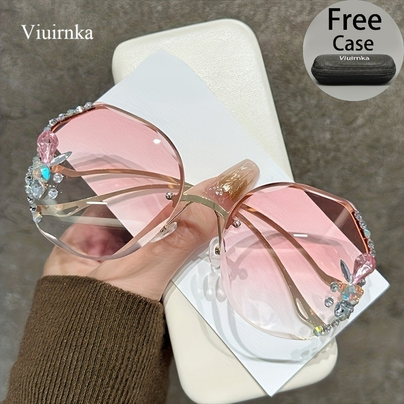 Sunglasses for Women - Diamond for Premium Gradient Lenses with Protective Case Glamour Fashion - product detail view 28