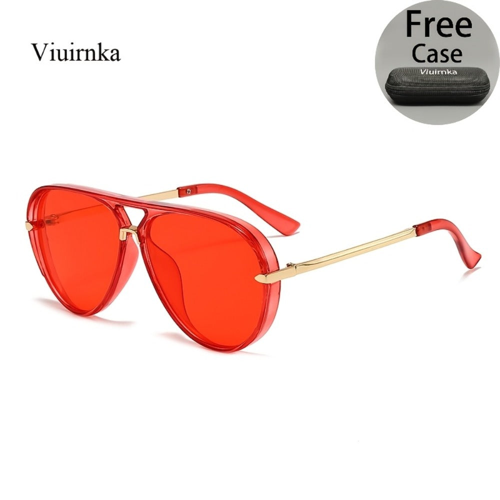 Sunglasses for Men - Double Bridge Women Retro Vintage UV Protection Unisex Lightweight Shades - product detail view 3