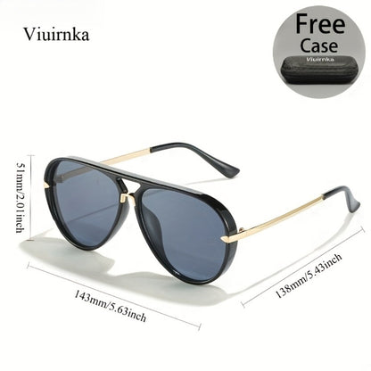 Sunglasses for Men - Double Bridge Women Retro Vintage UV Protection Unisex Lightweight Shades - product detail view 6