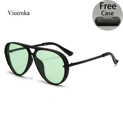 Sunglasses for Men - Double Bridge Women Retro Vintage UV Protection Unisex Lightweight Shades - product detail view 7
