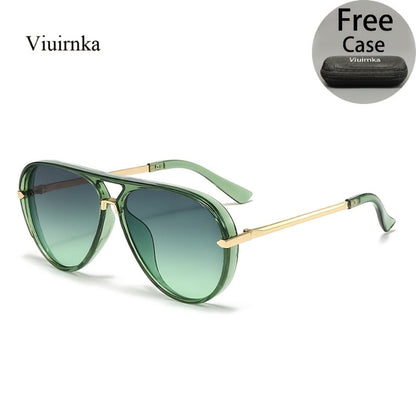 Sunglasses for Men - Double Bridge Women Retro Vintage UV Protection Unisex Lightweight Shades - product detail view 13
