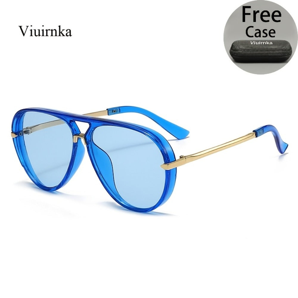 Sunglasses for Men - Double Bridge Women Retro Vintage UV Protection Unisex Lightweight Shades - product detail view 18