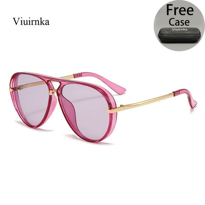 Sunglasses for Men - Double Bridge Women Retro Vintage UV Protection Unisex Lightweight Shades - product detail view 30