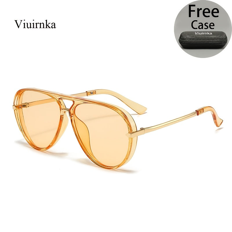 Sunglasses for Men - Double Bridge Women Retro Vintage UV Protection Unisex Lightweight Shades - product detail view 31