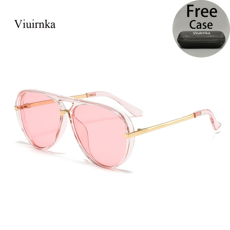 Sunglasses for Men - Double Bridge Women Retro Vintage UV Protection Unisex Lightweight Shades - product detail view 32