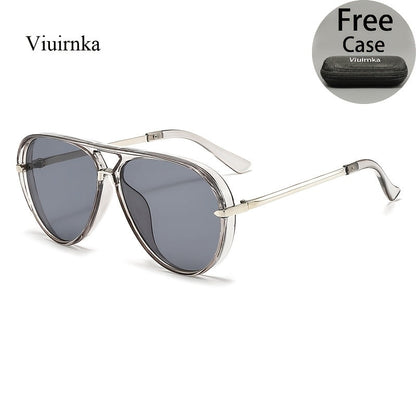 Sunglasses for Men - Double Bridge Women Retro Vintage UV Protection Unisex Lightweight Shades - product detail view 33