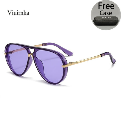 Sunglasses for Men - Double Bridge Women Retro Vintage UV Protection Unisex Lightweight Shades - product detail view 42