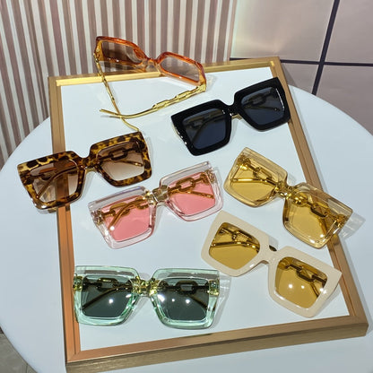 Sunglasses for Women - Fashion Glasses 14 Pack Square Frame Dopamine Colorful Large Rim Cute - product detail view 7