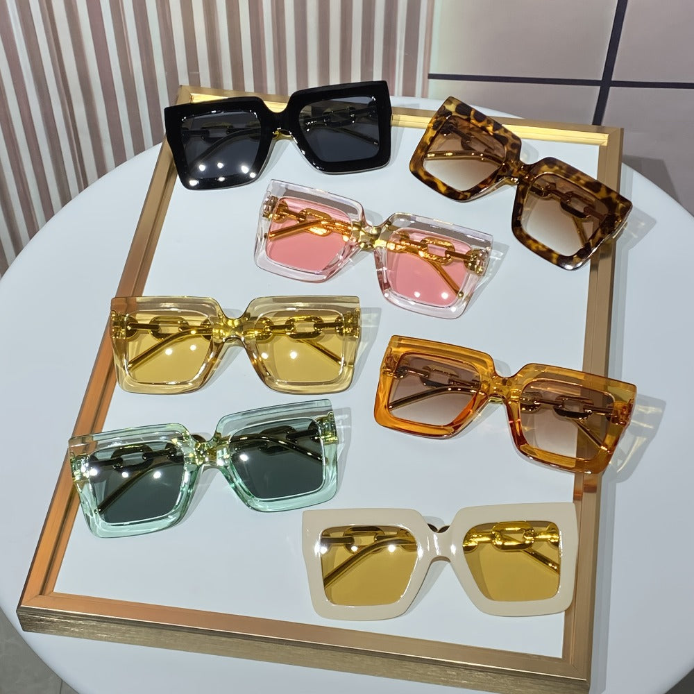 Sunglasses for Women - Fashion Glasses 14 Pack Square Frame Dopamine Colorful Large Rim Cute - product detail view 9