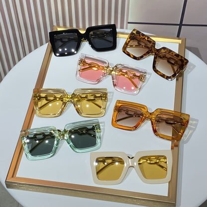Sunglasses for Women - Fashion Glasses 14 Pack Square Frame Dopamine Colorful Large Rim Cute - product detail view 9
