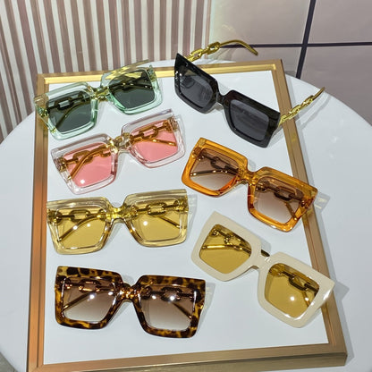 Sunglasses for Women - Fashion Glasses 14 Pack Square Frame Dopamine Colorful Large Rim Cute - product detail view 12