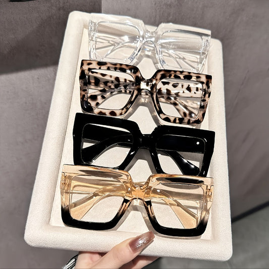 Sunglasses for Women - Fashion Glasses for 4 Pack Square Frame Tortoiseshell Clear Rose Gold - main product view