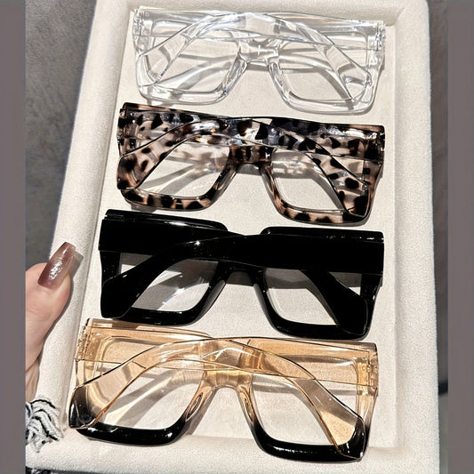 Sunglasses for Women - Fashion Glasses for 4 Pack Square Frame Tortoiseshell Clear Rose Gold - product detail view 2