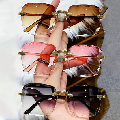 Sunglasses for Men - Frameless Glasses 3 Pack Women Square Rimless Fashion Eyewear Gradient - main product view