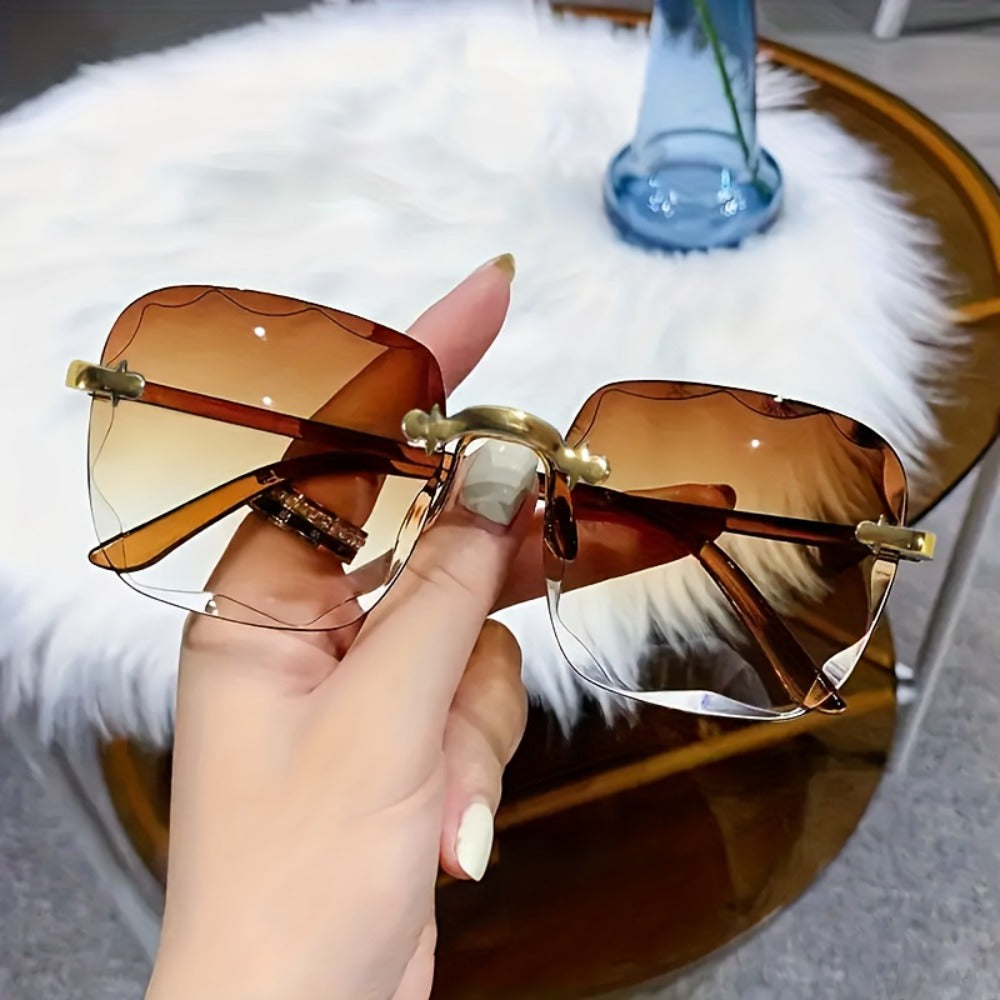 Sunglasses for Men - Frameless Glasses 3 Pack Women Square Rimless Fashion Eyewear Gradient - product detail view 3