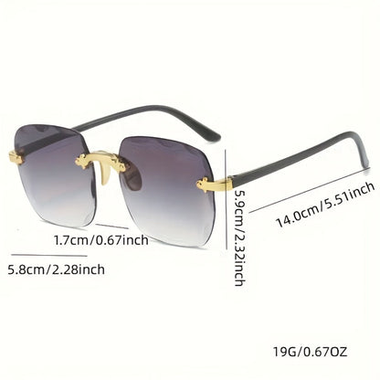 Sunglasses for Men - Frameless Glasses 3 Pack Women Square Rimless Fashion Eyewear Gradient - product detail view 4