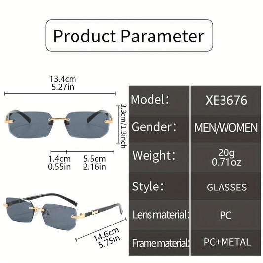 Sunglasses for Men - Frameless Set 5 Pack - Metal Rimless Oval Lens UV Protection Lightweight - product detail view 2
