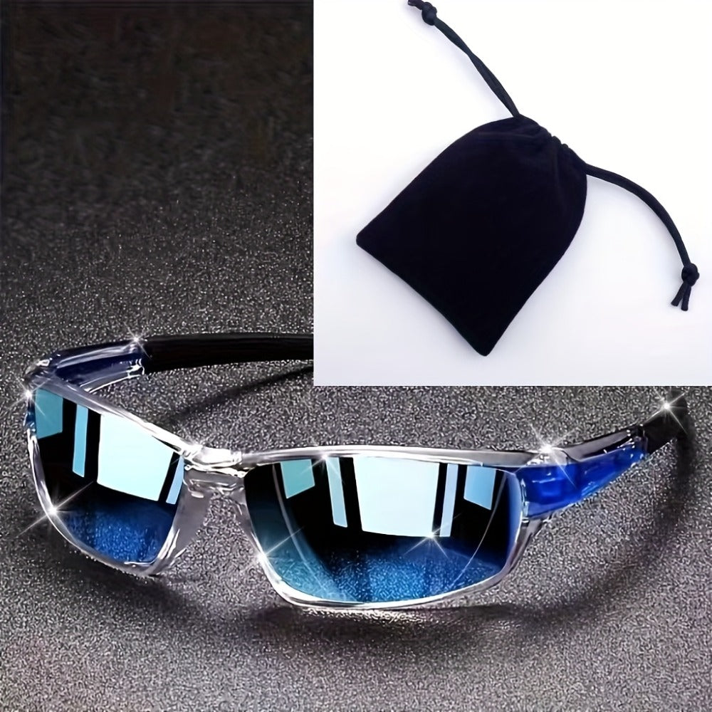 Sunglasses for Men - Full Frame Glasses Lightweight PC Lens - Futuristic Modern Eyewear with - product detail view 3