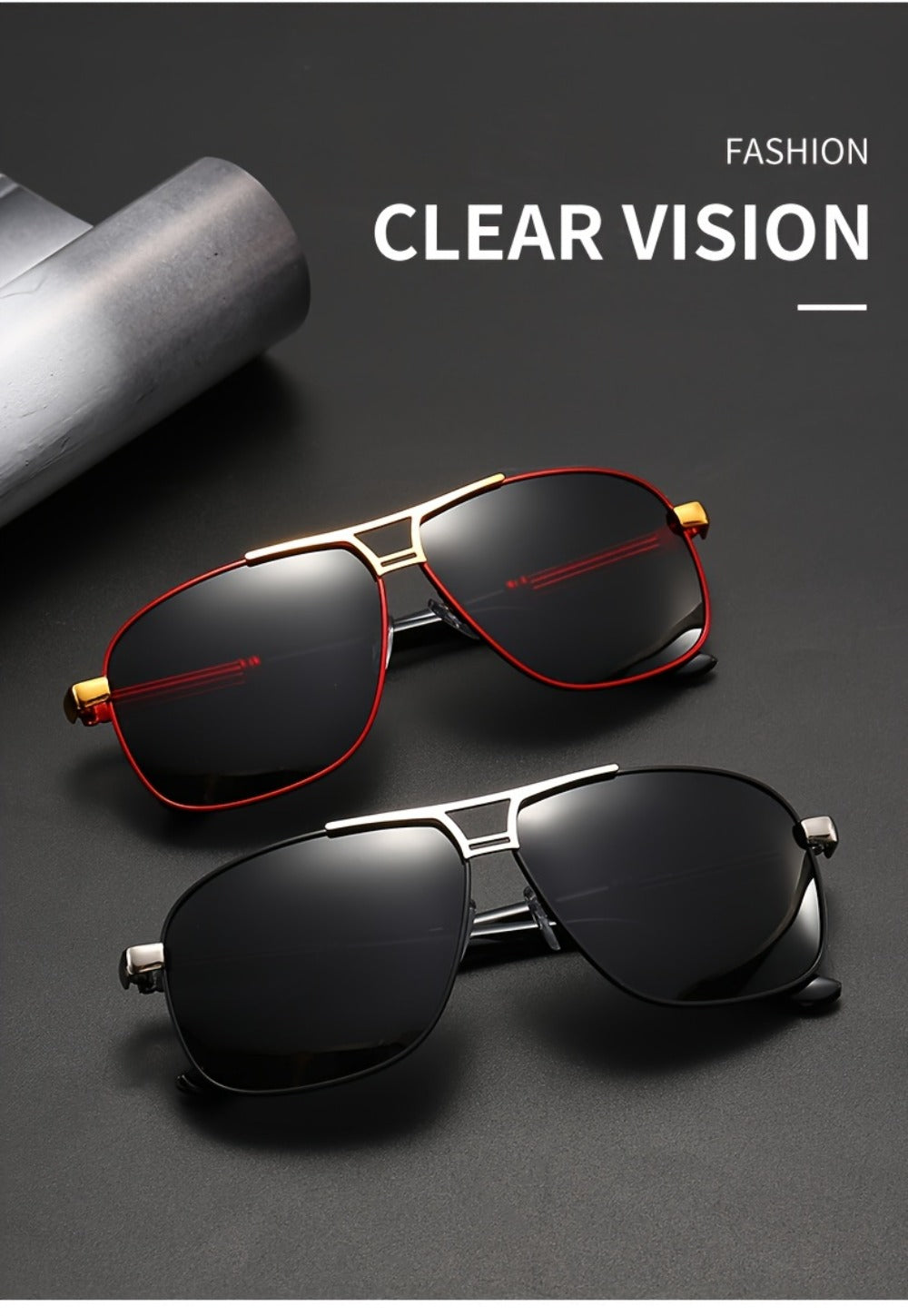Sunglasses for Men - Full Rim Women Oversized 139mm+ Frame TAC Gradient Lens UV Protection - product detail view 8