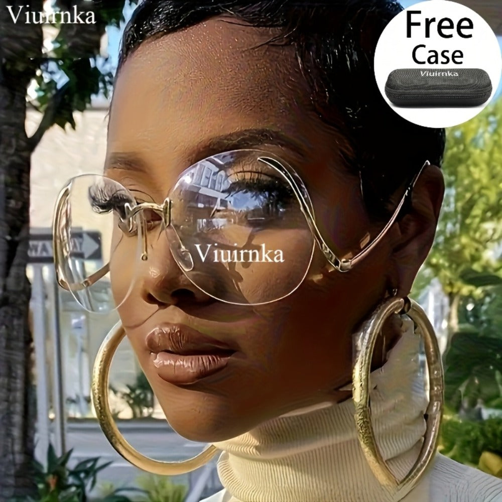 Sunglasses for Women - Gradient for Gold Metal Frame, Ocean Color Gradient Lenses UV Protection - product detail view 2