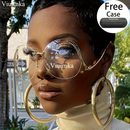 Sunglasses for Women - Gradient for Gold Metal Frame, Ocean Color Gradient Lenses UV Protection - product detail view 2