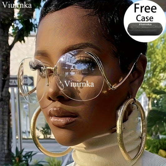 Sunglasses for Women - Gradient for Gold Metal Frame, Ocean Color Gradient Lenses UV Protection - product detail view 2