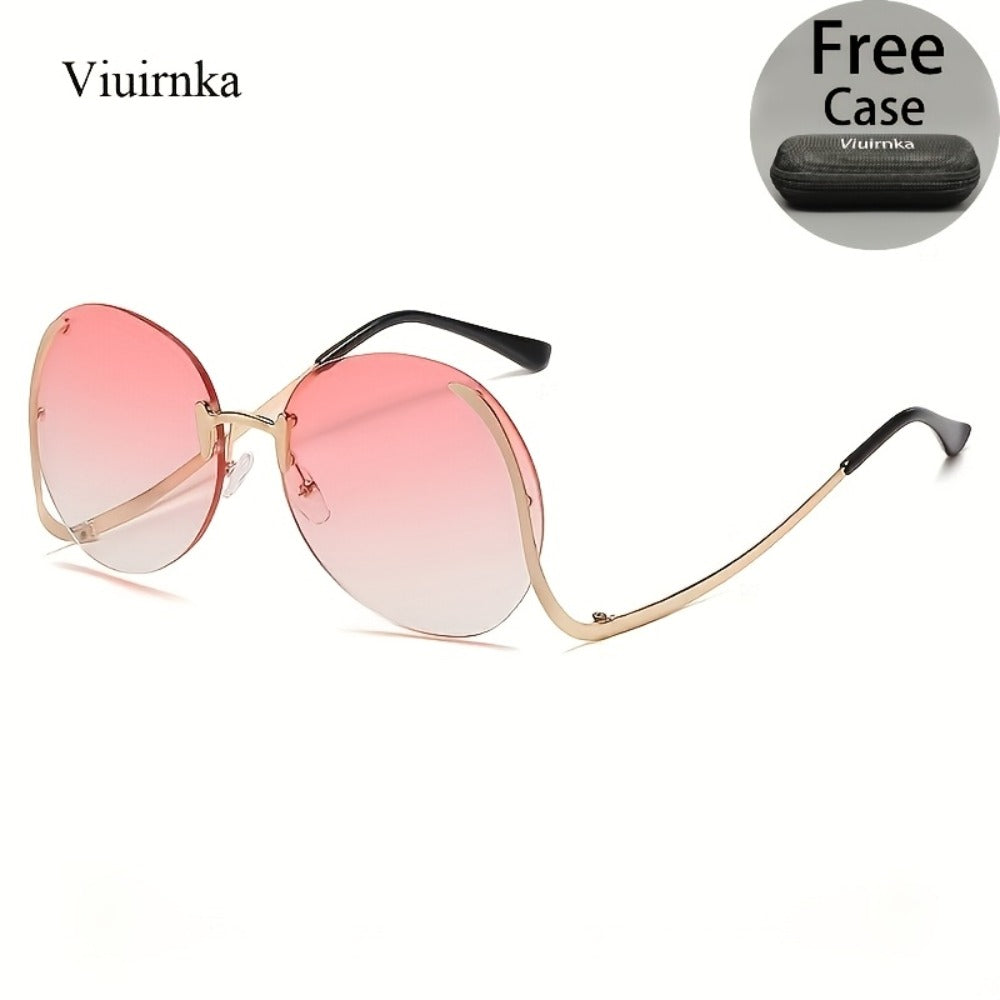 Sunglasses for Women - Gradient for Gold Metal Frame, Ocean Color Gradient Lenses UV Protection - product detail view 4