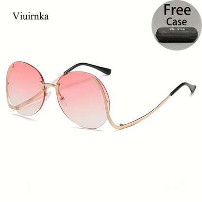 Sunglasses for Women - Gradient for Gold Metal Frame, Ocean Color Gradient Lenses UV Protection - product detail view 4