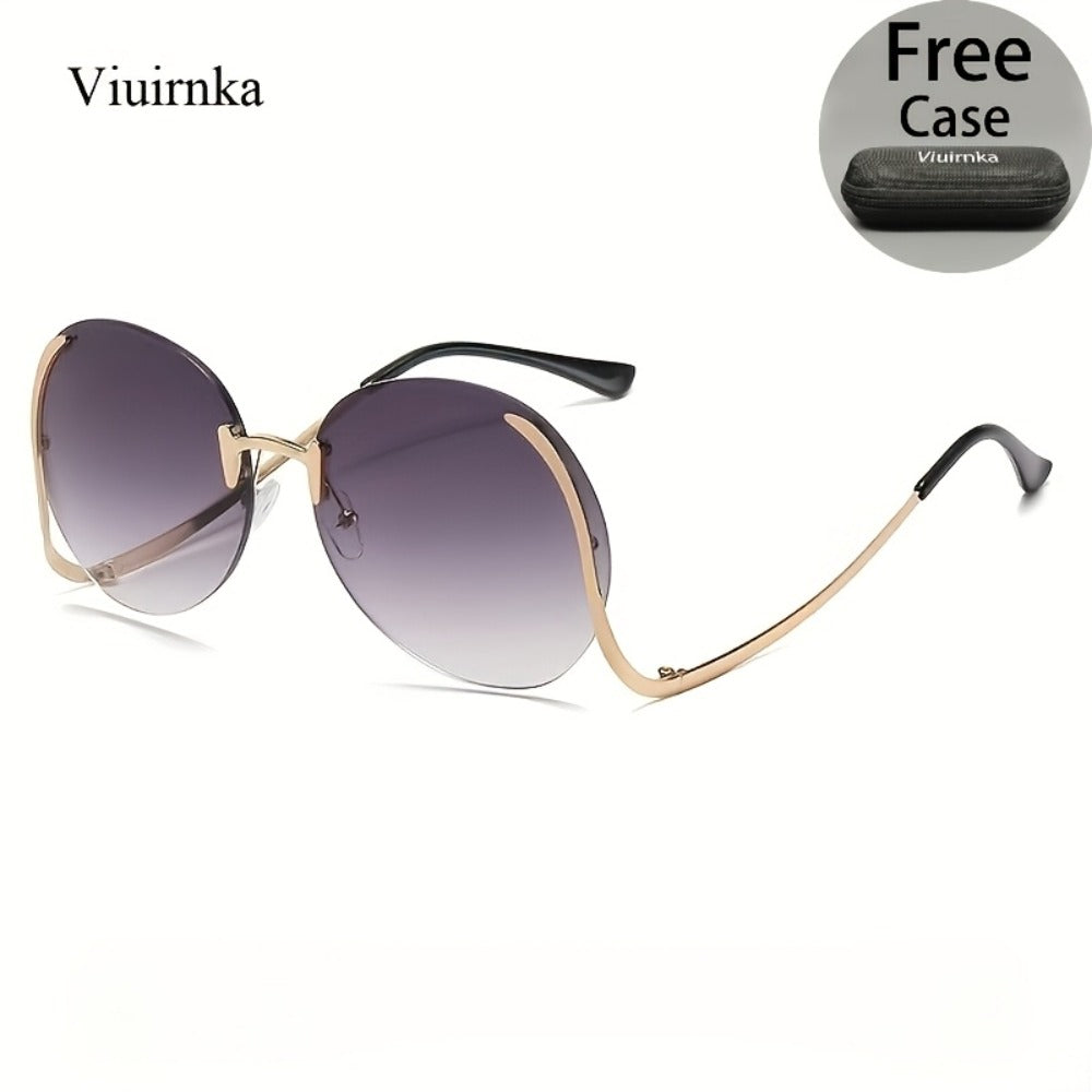 Sunglasses for Women - Gradient for Gold Metal Frame, Ocean Color Gradient Lenses UV Protection - product detail view 6