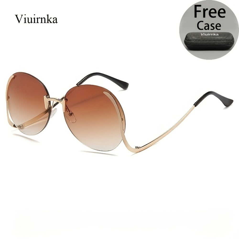 Sunglasses for Women - Gradient for Gold Metal Frame, Ocean Color Gradient Lenses UV Protection - product detail view 8
