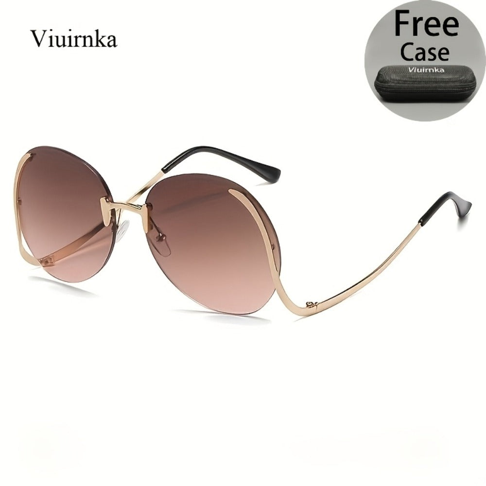 Sunglasses for Women - Gradient for Gold Metal Frame, Ocean Color Gradient Lenses UV Protection - product detail view 9