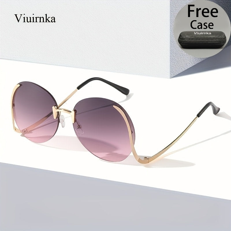 Sunglasses for Women - Gradient for Gold Metal Frame, Ocean Color Gradient Lenses UV Protection - product detail view 14