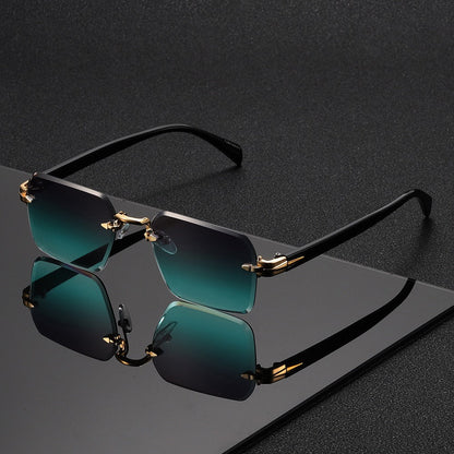 Sunglasses for Men - Gradient Women Metal Frame HD Lens Light Luxury Fashion Eyewear, Exquisite - product detail view 3