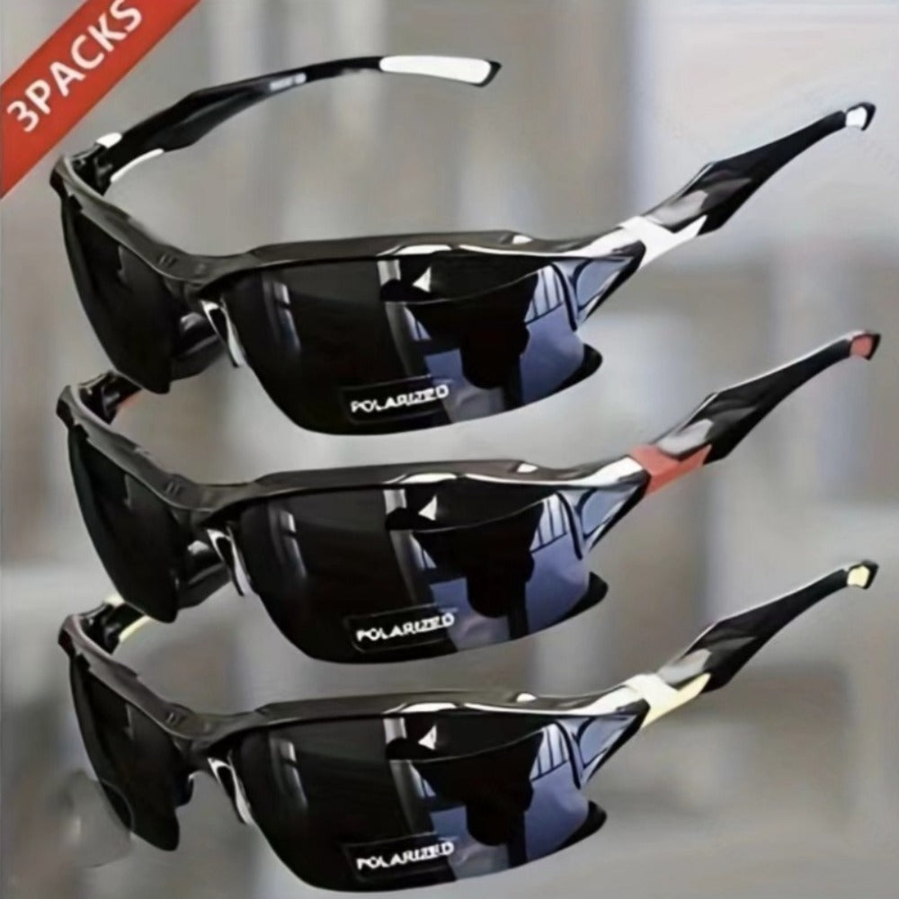 Sunglasses for Men - Half Frame Sports for 3 Pack - Lightweight UV Protection Outdoor Goggles - main product view